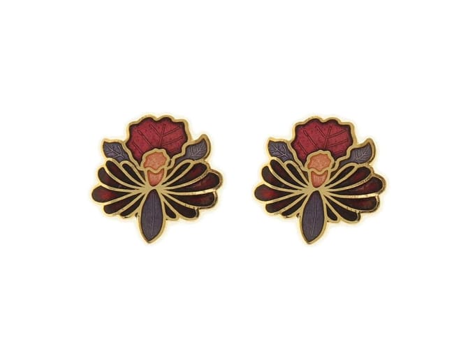 Behave - Oorringen dames - bloemmotief - paars en rood - 1 cm