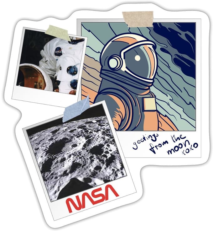 NASA Groeten Van De Maan Ontwerp Sticker maat S (10 x 10 cm)