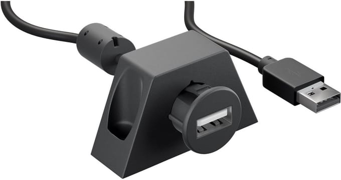 Goobay USB-A verlengkabel met bevestigingsclip, 2 m, zwart, 2,5 W, 0,5 A, 480 Mbit/s, USB 2.0