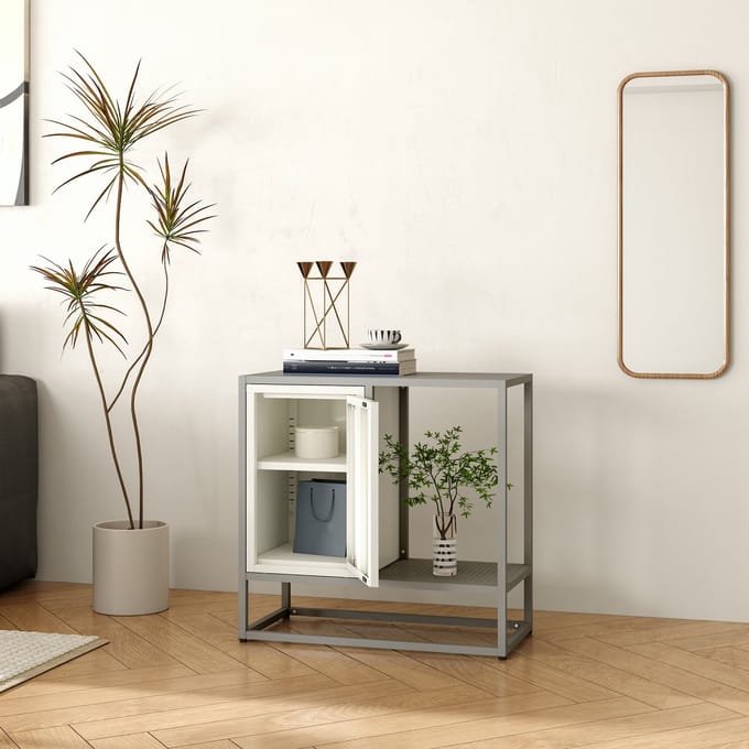 Sideboard Burlöv dressoir 70x72x35 cm grijs en wit [en.casa]