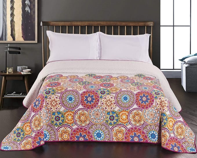 DecoKing - Lovetta dubbelzijdige beddensprei - polyester, o.a. paars en wit - 170x270cm