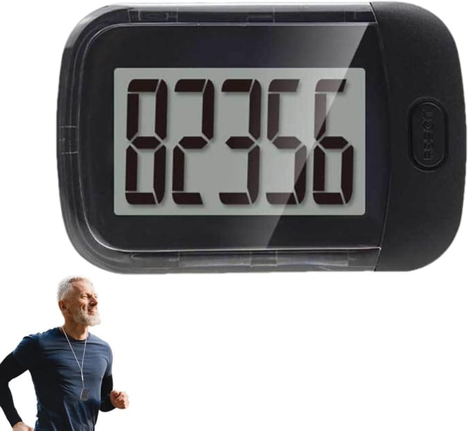 Stappenteller Clip - Loopmeter Tracker - Dagelijkse Activiteit - Eenvoudig Groot Display - 11 x 8.8 x 2.6 cm - Zwart