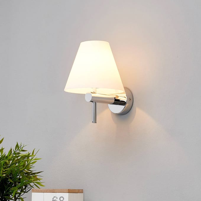 Lindby - Wandlamp - 1licht - glas, metaal - H: 21 cm - G9 - wit gesatineerd, chroom