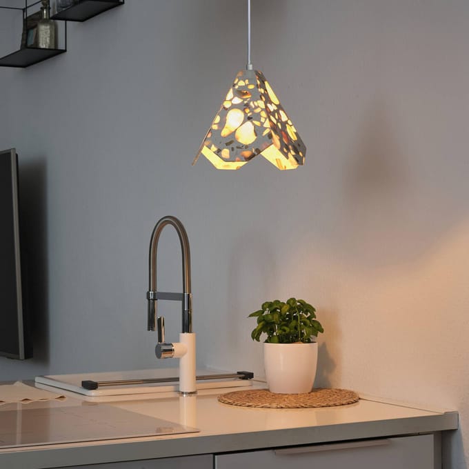 OSRAM DECOR Gleam Hanglamp Bloem E27 Wit, Terrazzo, Metaal, hoogwaardige uitstraling, voor Woon- en Eetkamer
