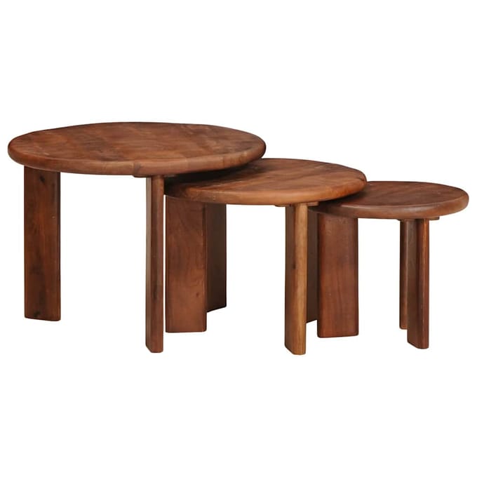 vidaXL - Nesting - Koffietafels - 3 - st - Honing - bruin - Ø - 54 - x - 40 - cm