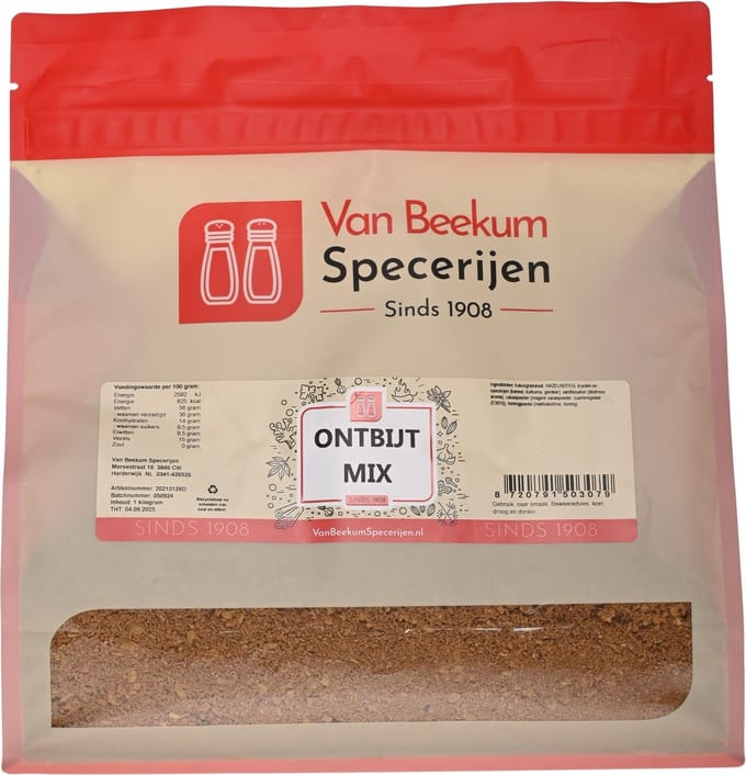 Van Beekum Specerijen - Ontbijt Mix - 1 KG (hersluitbare stazak)