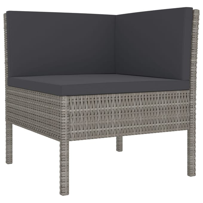 vidaXL - 3-delige - Loungeset - met - kussens - poly - rattan - grijs