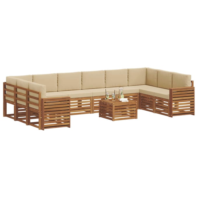 vidaXL - Buiten - bank - set - 11 - st - Natuurlijk - en - Beige
