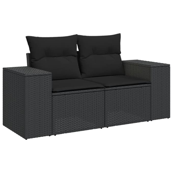 vidaXL - 8-delige - Loungeset - met - kussens - poly - rattan - zwart