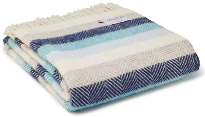 Plaid Zee en Kust Gestreept - 150x183 - Nieuw Wol - Tweedmill UK