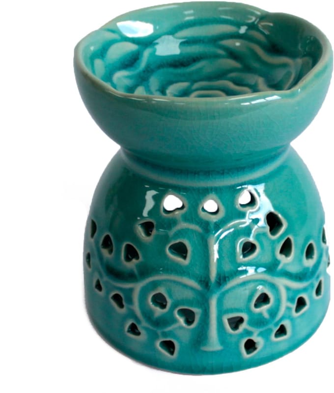 Oliebrander Keramiek - Levensboom - Aqua Blauw - Geurbrander - Etherische Olie - Aromatheraoie