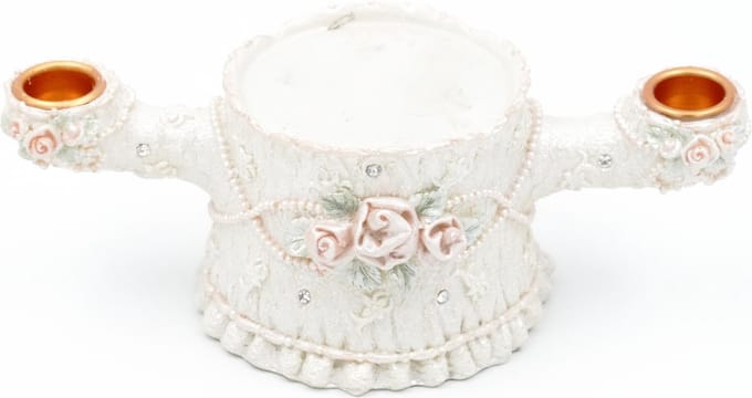Kaarshouder - Wit En Roze - 21x8cm