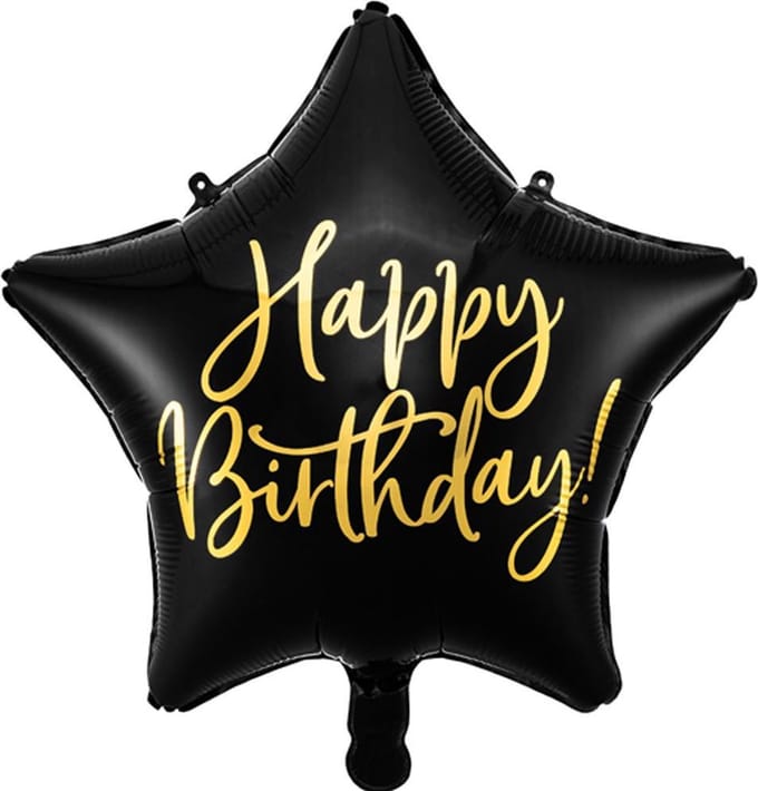 Partydeco - Folieballon ster Happy Birthday - 40 cm