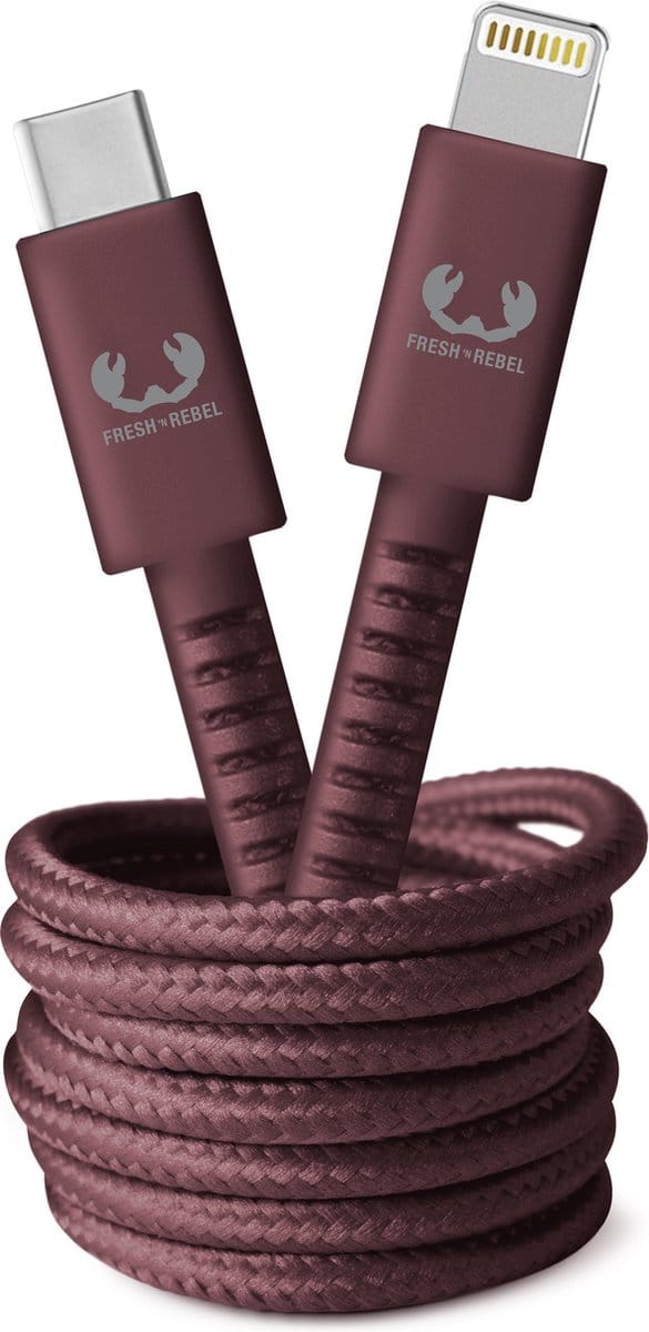 Fresh 'n Rebel - USB-C naar Apple Lightning oplaadkabel - 2 meter - Gevlochten kwaliteit kabel - Deep Mauve