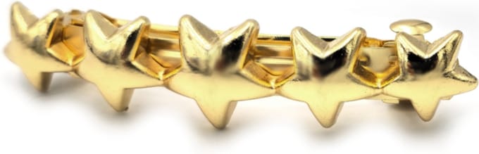 Goudkleurige metalen haarspeld met 5 sterren 7 cm