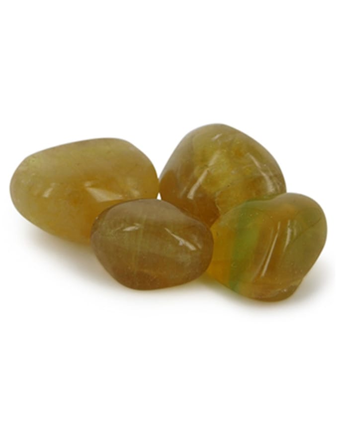 Fluoriet geel trommelstenen 100 gr. (mt3)