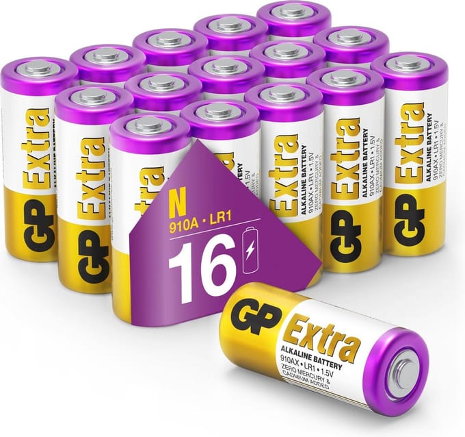 GP Extra Alkaline LR1 batterijen 1,5V ( 910a / N / Lady) - 16 stuks