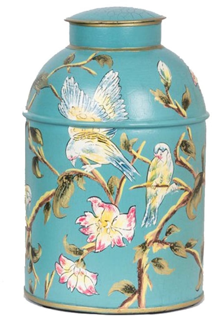 Theebus Vogel turquoise, Ø18xH28cm