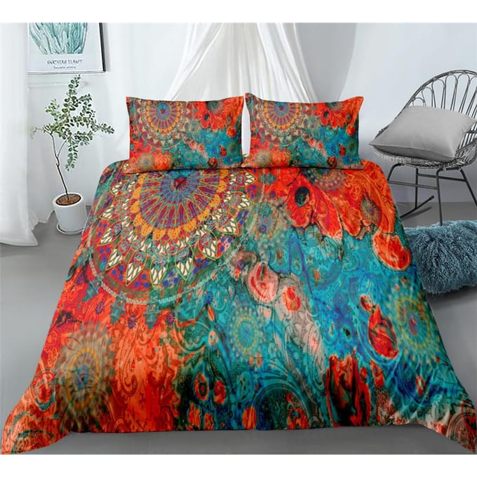 Zwarte Mandala Boho Dekbedovertrek Set King Queen Double Full Twin Eenpersoons Maat Bedlinnen Set EU Double(200*200cm)3pcs