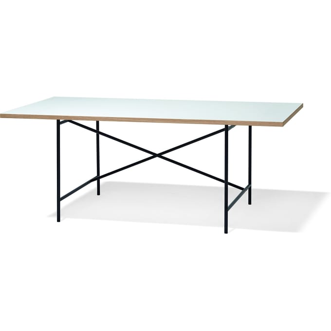 Richard Lampert Tafel Eiermann 1 - melamine wit/eiken rand - 110 x 66 cm - zwart - middelste stut - 160 x 80 cm