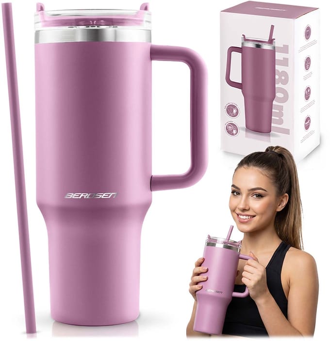 Berdsen - Vacuüm Thermosbeker - RVS - 1180 ml - Roze