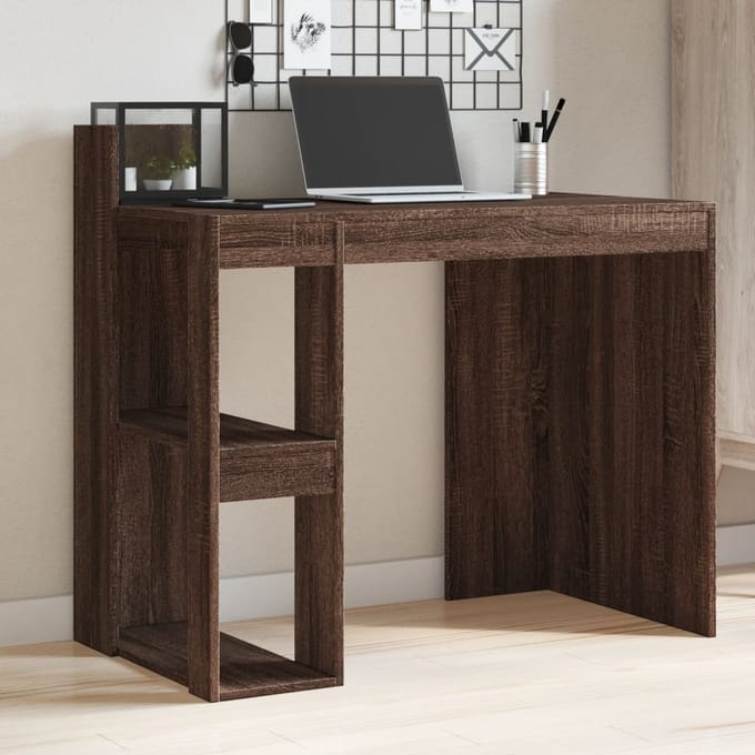 vidaXL - Bureau - 103,5x56,5x94 - cm - bewerkt - hout - bruin - eikenkleurig