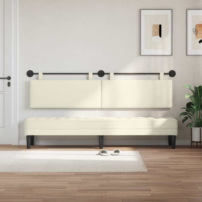 vidaXL - Hangend - hoofdbord - Crème - Corduroy - stof