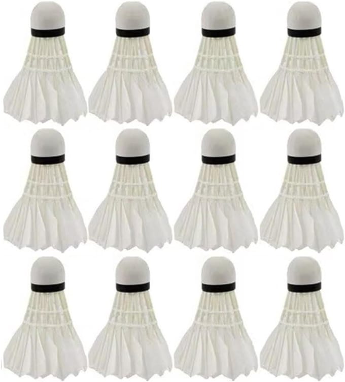 Badminton Shuttles - Veer Badminton Ballen - Sport Training - Composiet Dubbele Kop - 12 Stuks - Wit