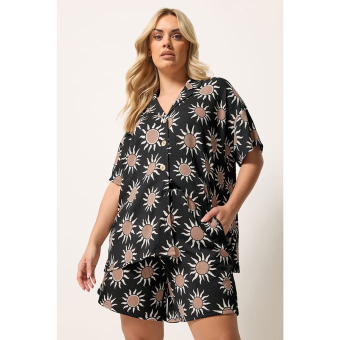 Yours Zwarte Short Met Zonneprint Size 48