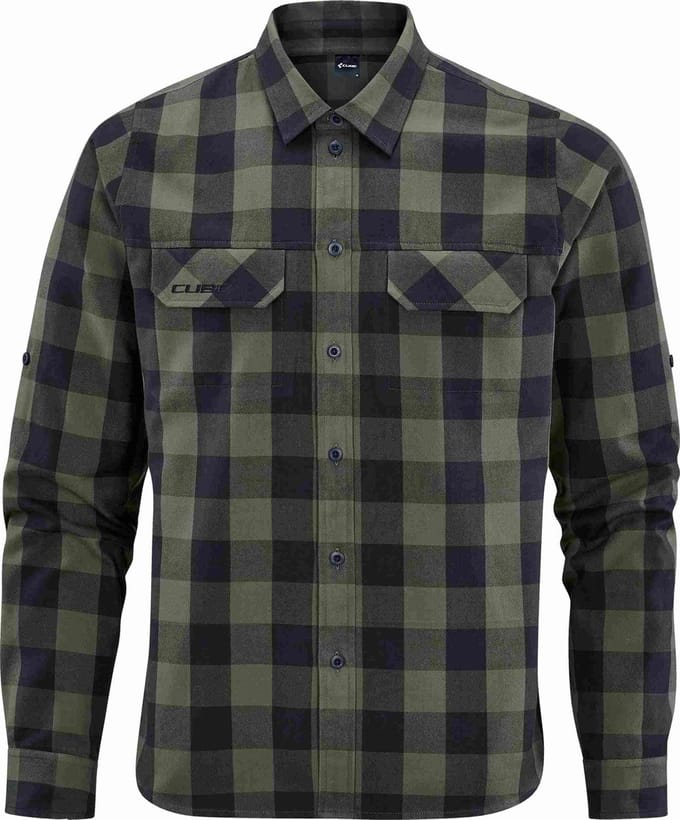 CUBE T-shirt Werkshirt lange mouw olijf Check XXL