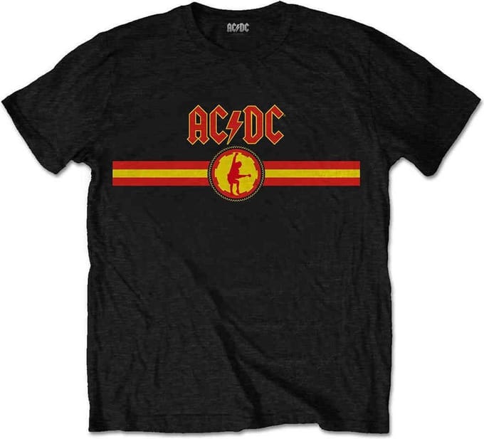 AC/DC - Logo & Stripe Heren T-shirt - M - Zwart