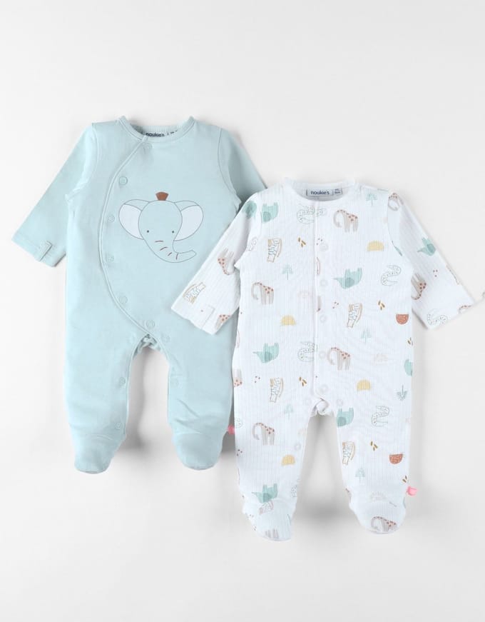 Noukie's - 2 Pack - Pyjama's - jersey - Dieren - 0 maand 50