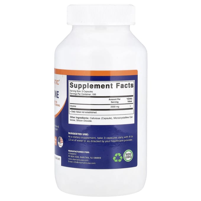 Vitamatic, Glycine, Veggie Capsules, 300 Capsules (666mg per capsule)