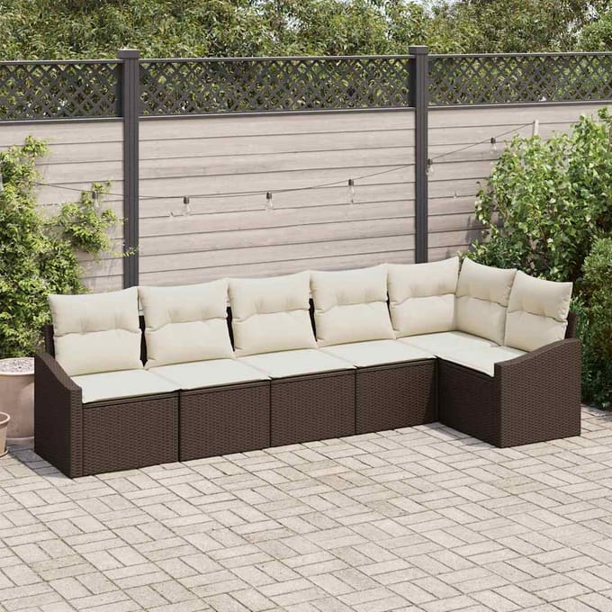 vidaXL Bankstel 6 st Bruin poly rattan