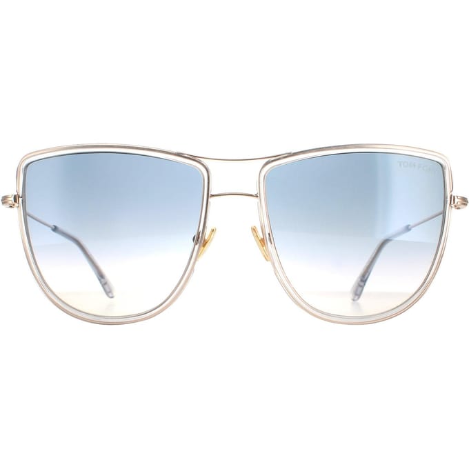 Tom Ford Aviator Dames Shiny Rose Gold Smoke gradiënt Tina FT0759