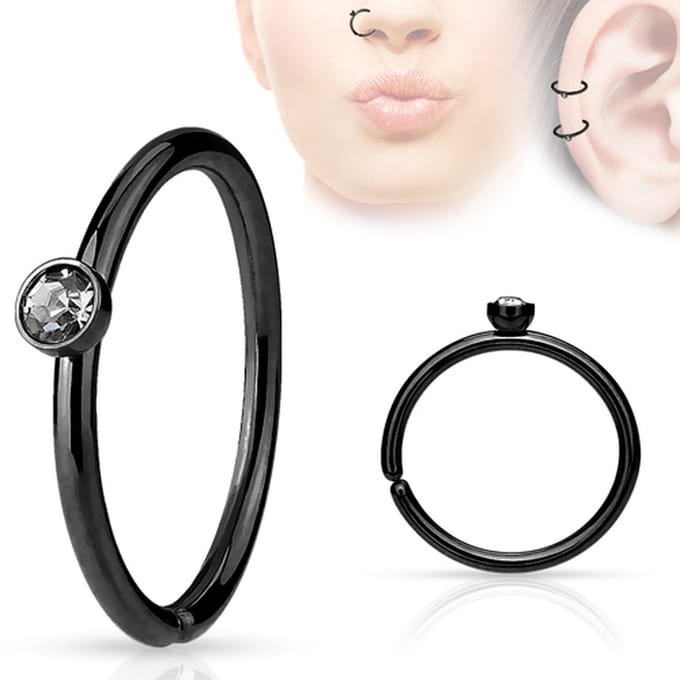 Piercing klein steentje 0.8x8 - zwart - LMPiercings