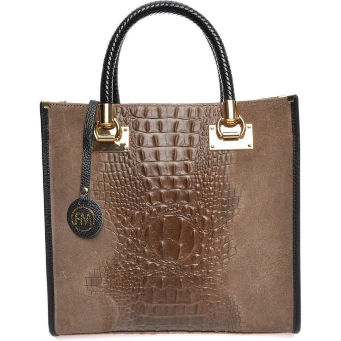 Roberta M Beige Rundleer Tas