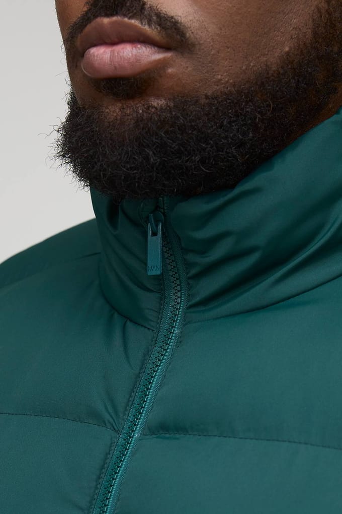 Plus Funnel Neck Regular Fit Puffer Jacket in Khaki | Size 3XL