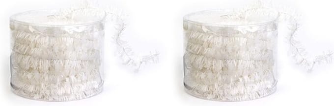Kerstslinger - 2x - dun - wit - 700 x 3.5 cm - guirlande folie - kerst versiering