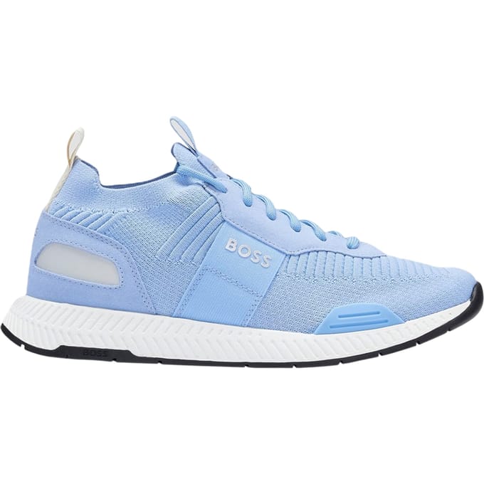 Boss Heren Titanium Logo Gebreide Sneakers (Pastelblauw)