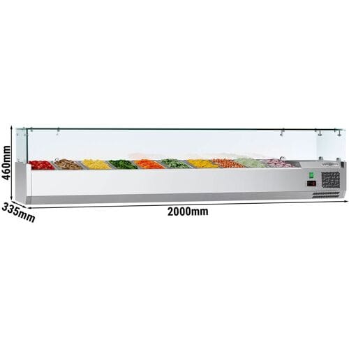 GGM Gastro Kühlaufsatzvitrine ECO - 2000x335mm - 10x GN 1/4 Zilver