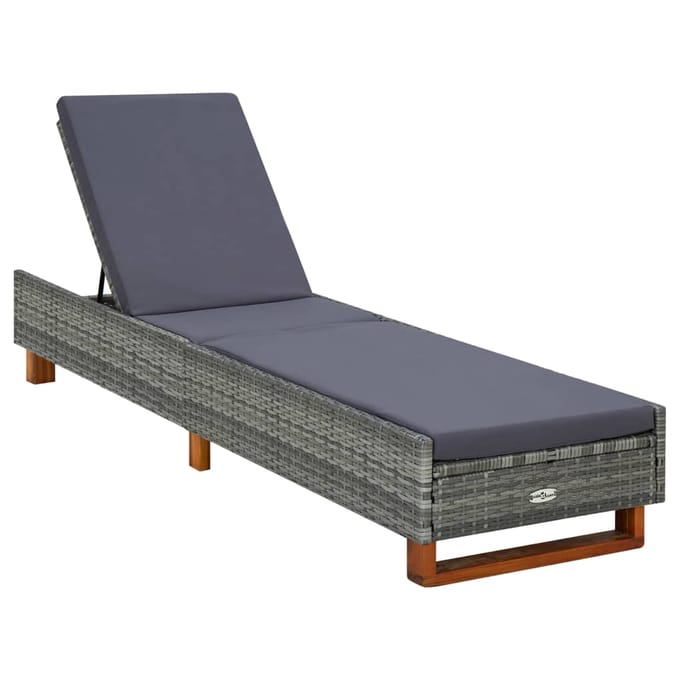 vidaXL - Ligbed - met - kussen - poly - rattan - grijs