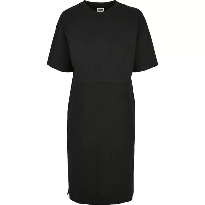 Urban Classics - Organic Oversized Slit Korte jurk - S - Zwart