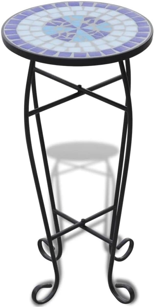 Ronde Mozaïek Tafel Blauw/Wit voor Tuin en Balkon