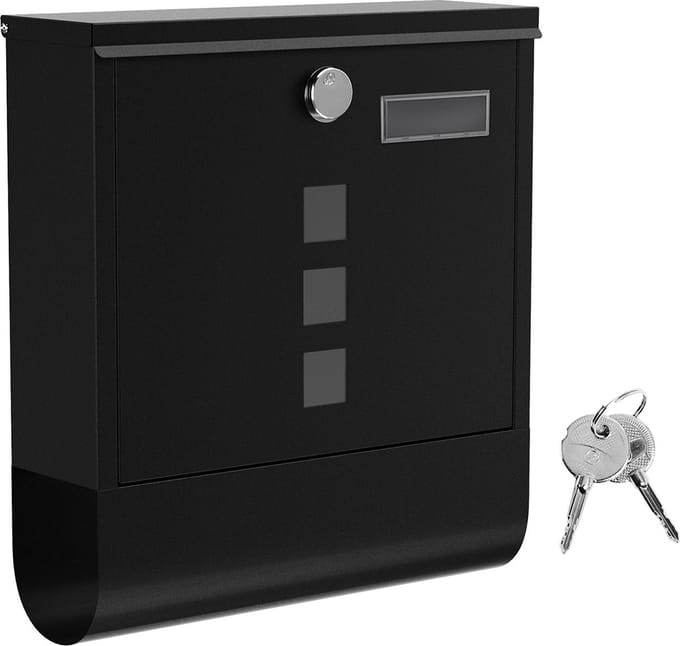 Hoppa! Wand Brievenbus | 30,5 x 9,5 x 33,3 cm | RVS | Zwart