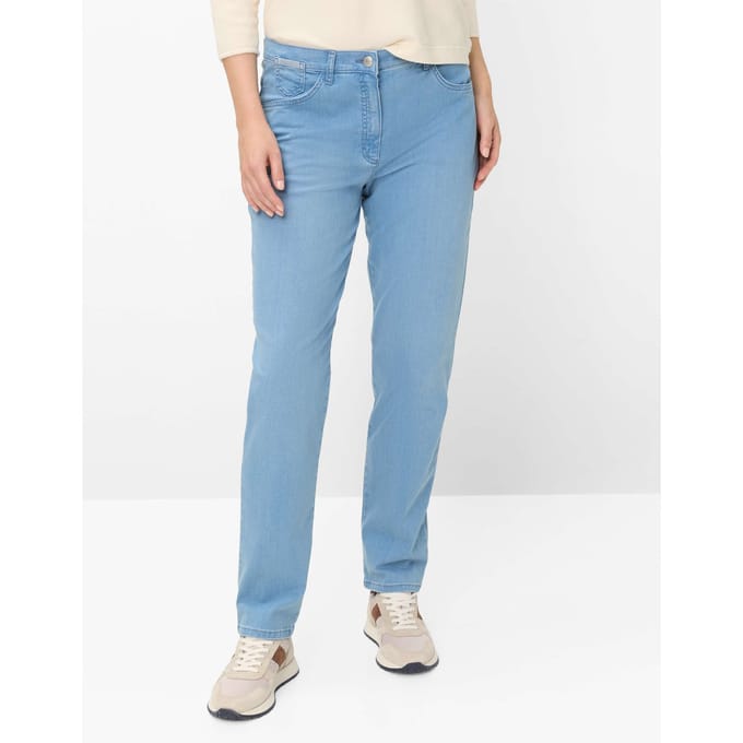 Raphaela by Brax Dames Jeans  Style CORRY BLEACHED LIGHT BLUE SLIGHTUSED, denim lichtblauw, maat 40