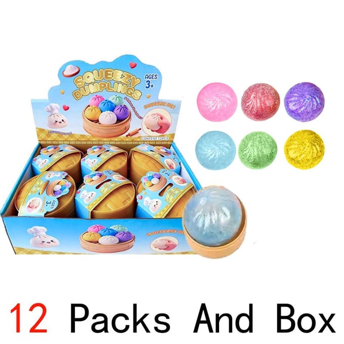 2027 Glitter Dumpling Squishy met Doosje Dumplings Sensorisch Knijpspeeltje Decompressie Langzaam Rijzend Anti Stress Verlichter Sensorisch Cadeau