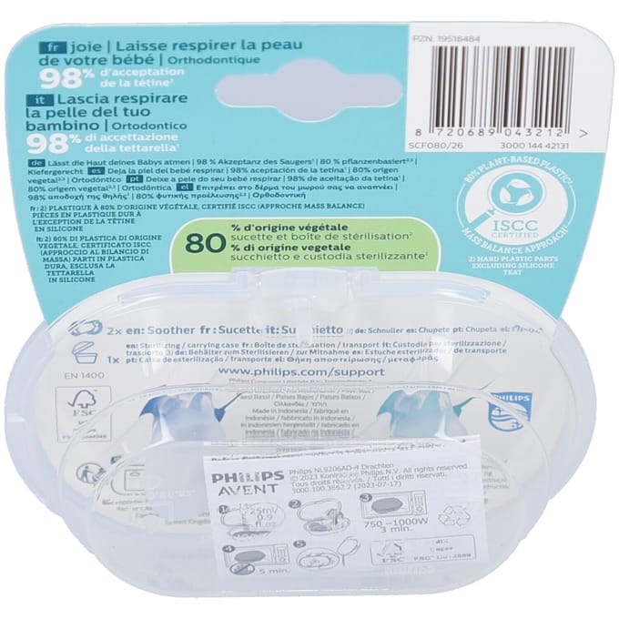 Philips Avent SCF080/26 Ultra Air Soother 6-18 M Yellow/Blue 2 st
