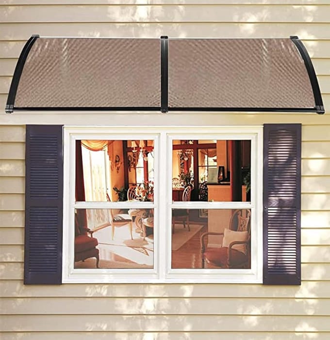 Bruine Luifel - Voordeur Overkapping - Bescherming Buiten - Polycarbonaat Dak - 60x100cm - Bruin