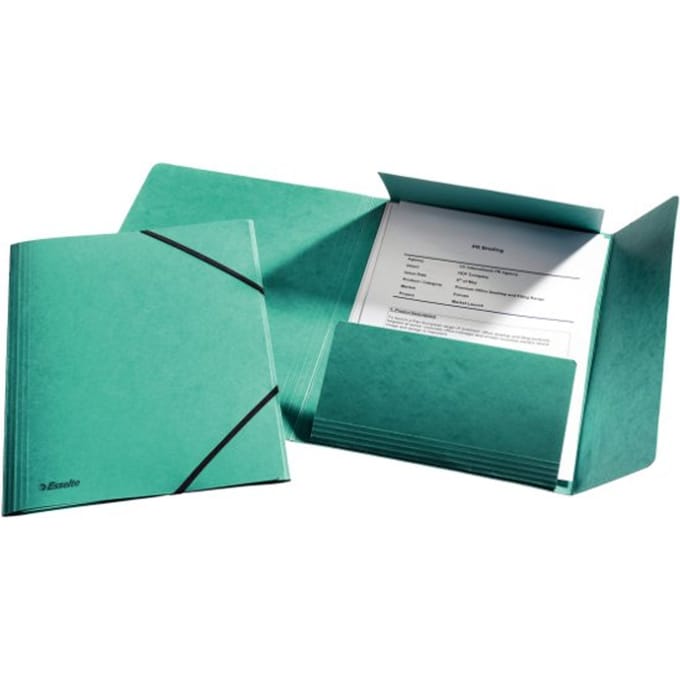 Incompleet - Esselte Rainbow 3-klepsmap met elastiek - A4 - 25 stuks - Groen